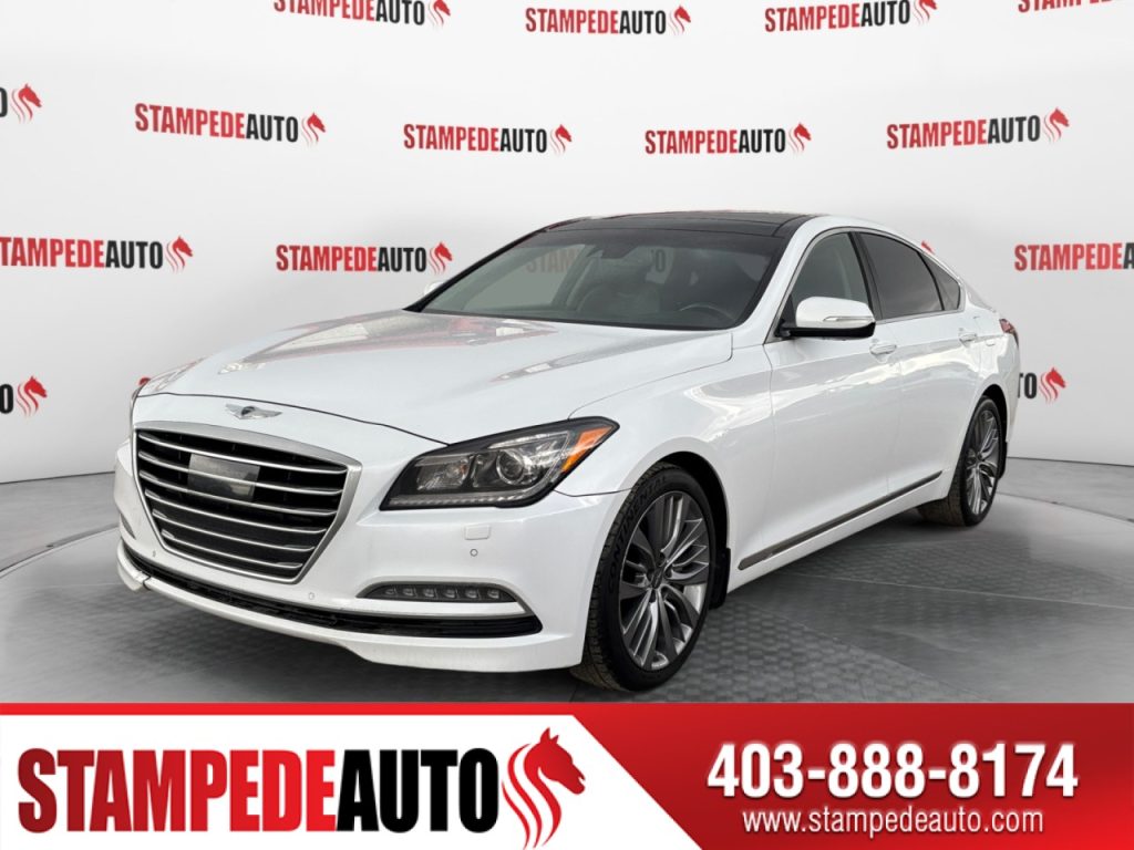 2015 Hyundai Genesis Sedan 5.0 | COOLED LEATHER SEATS | NAV | HEATED STEERING WHEEL | PANORAMIC SUNROOF | BLIND SPOT + LANE KEEP ASSIT | BACKUP CAMERA | Stampede Auto