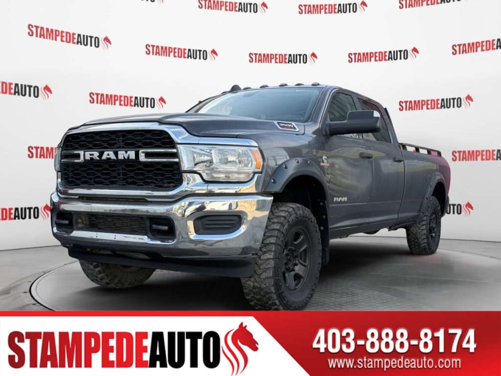 2019 Ram 3500 Tradesman | CUMMINS DIESEL | 4X4 | POWER WINDOWS AND LOCKS | CRUISE CONTROL | INTEGRATED TRAILER BRAKE | POWER SLIDING REAR WINDOW | LONG BOX | EXHAUST BRAKE | Stampede Auto