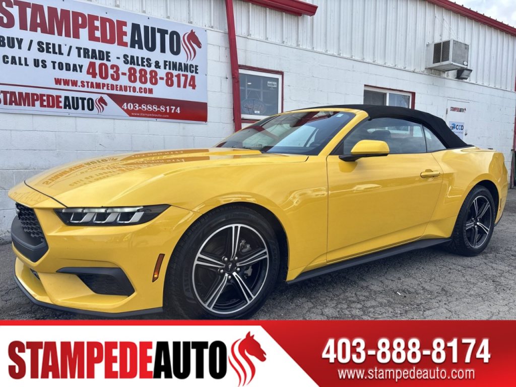 2024 Ford Mustang EcoBoost Convertible 2.3L YELLOW SPLASH EXTERIOR HEATED SEATS | Stampede Auto